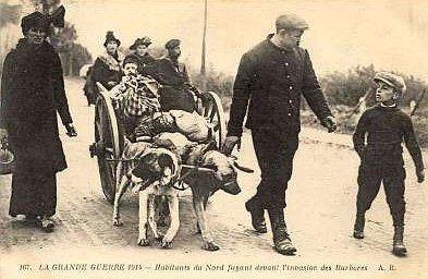Exode de 1915, habitants du Nord fuyant la guerre