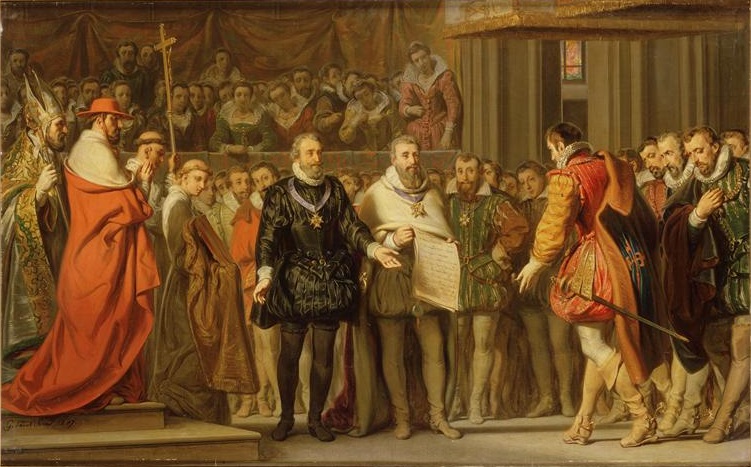 Signature du traité de paix de Vervins, huile sur toile de Gillot Saint-Evre, 1837.
