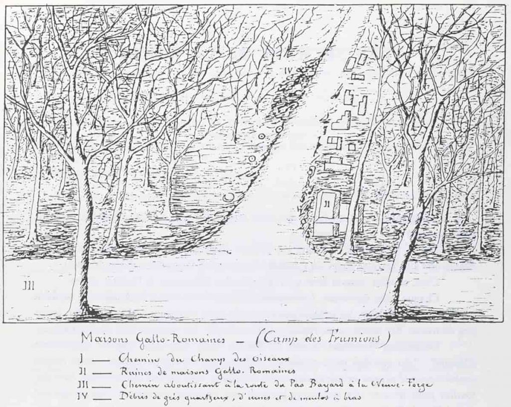 Croquis du camp des Frumions par le Dr Rousseau — forêt de Saint-Michel, Thiérache