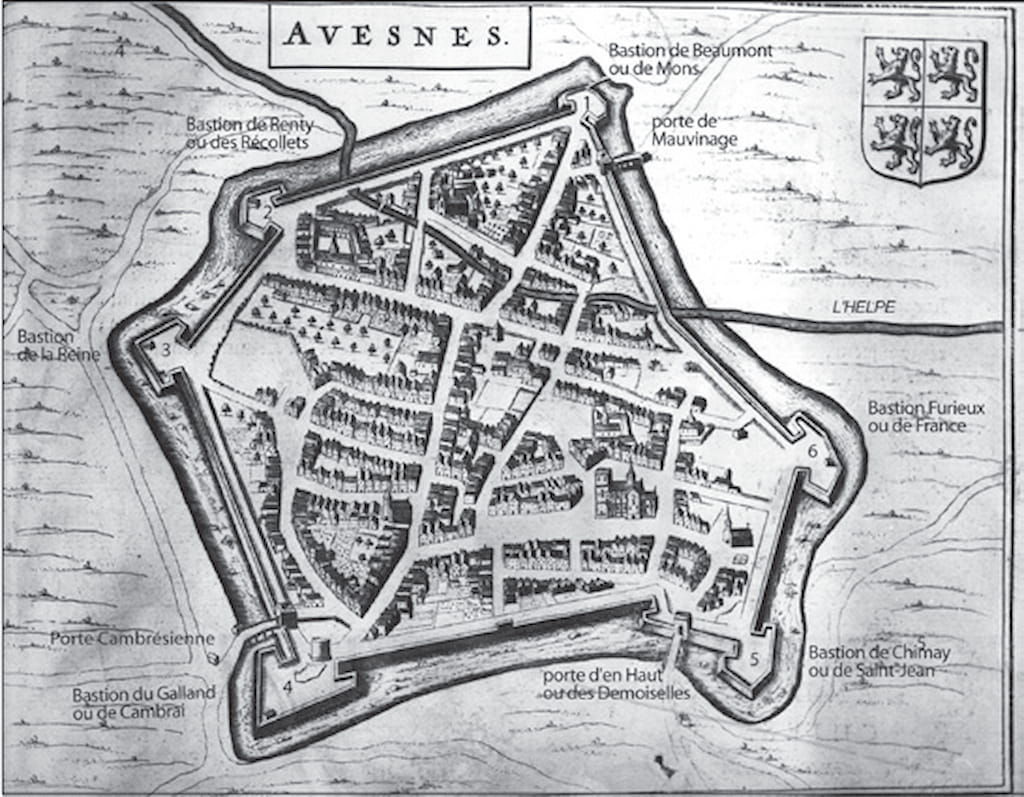 Avesnes, Gravure du XVIIe, description des Pays-Bas de Guichardin.