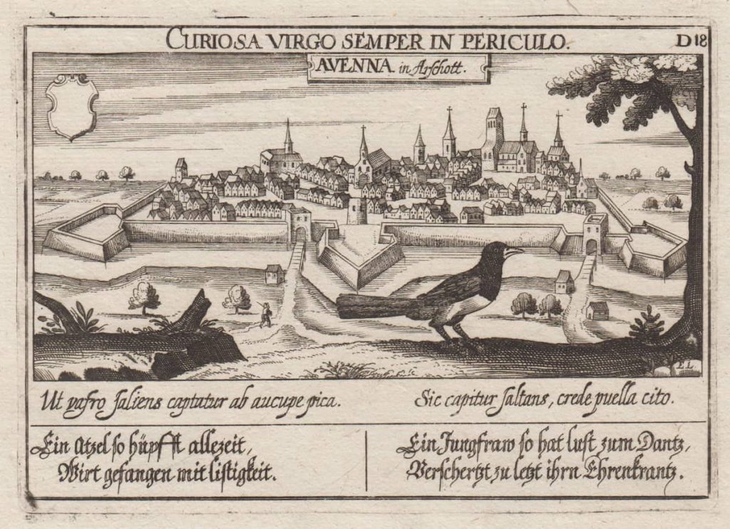 "Une vierge curieuse est toujours en danger", Avesnes, gravure de Daniel Meisner, 1678.