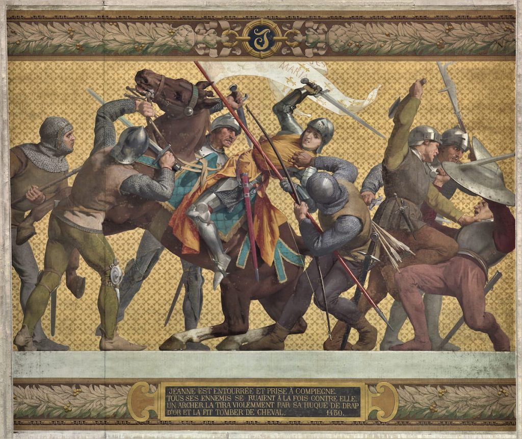 Jeanne d'Arc faite prisonnière à Compiègne (1430). Fresque d'Eugène Lenepveu, Panthéon, Paris, v. 1886-1890. © CMN / regards.monuments-nationaux.fr