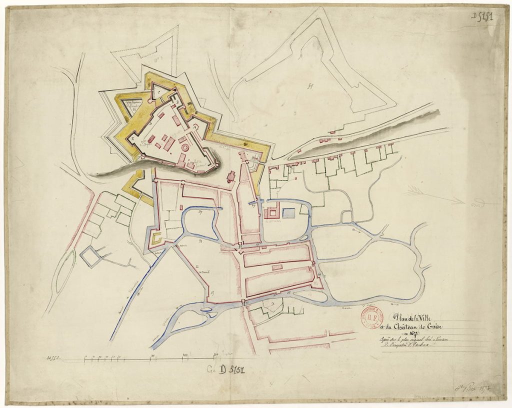Plan de la ville et du château de Guise en 1673